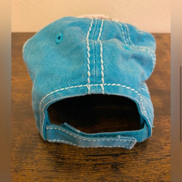 Teal Distressed Cap with Patch - Picture 5 of 8